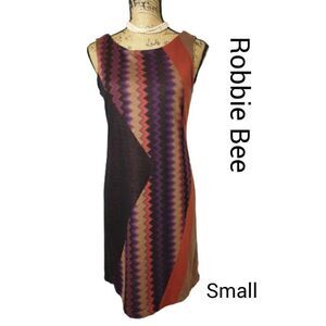 Women's Vintage Dress 60's Sleeveless Sheath Southwest Zig Zag Small